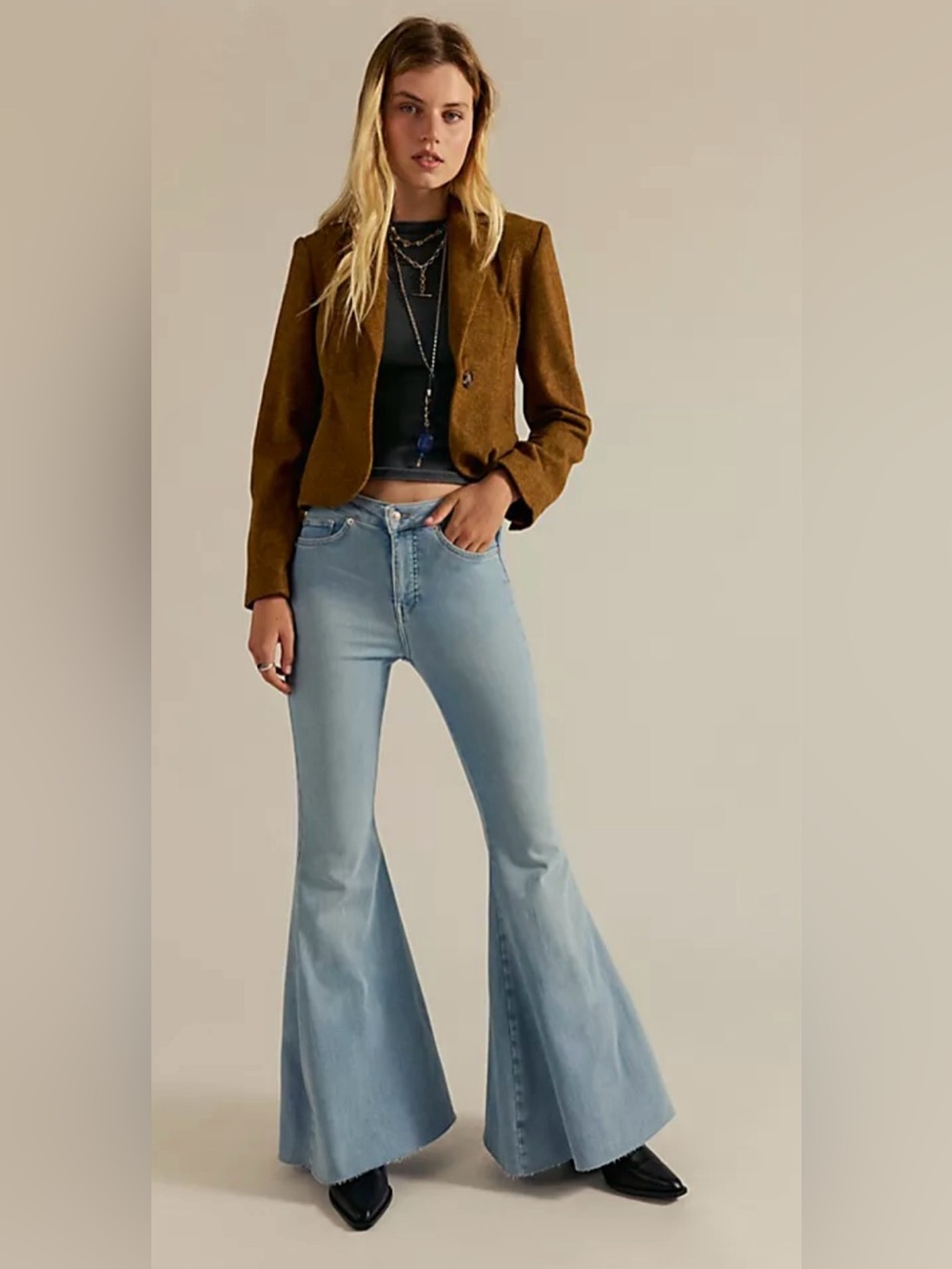 Free People We the free CRVY Super High-Rise Lace-up Flare Jeans